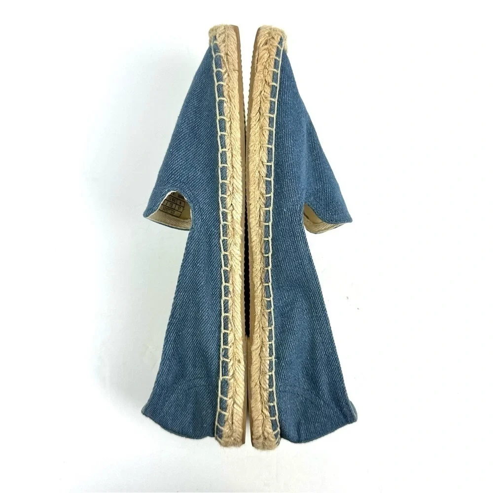 Soludos Popsicle Espadrille 9 Blue Denim Canvas Slip‎ On Womens Shoes